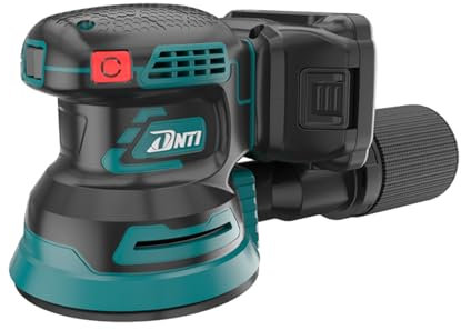 DNTI Lijadora Rotorbital 350W Ø125mm, 5000-13000 OPM, Motor Velocidad Variable, Diseño Compacto, Baja Vibración para Uso Prolongado, Fijación Tipo Velcro, Bolsa de Extracción de Polvo (55301)