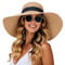 powerking Wide Brim Straw Sun Hat, UV Protection Summer Hat Packable Foldable Floppy Beach Sun Hats for Womens, Coffee