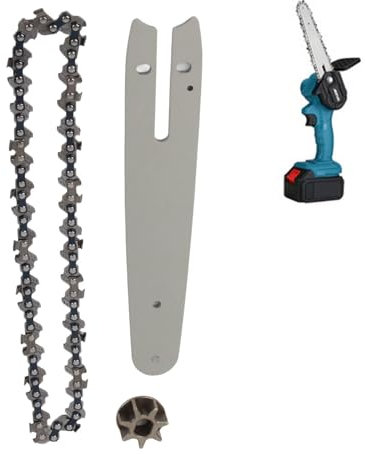 BAFOVY Set di Catene per Motosega in Acciaio, Piastra con Sfere in Tungsteno, Kit Fai da Te da 8 Pollici con Pignone per Taglio Veloce, Adatto per Mini Motosega Elettrica e per