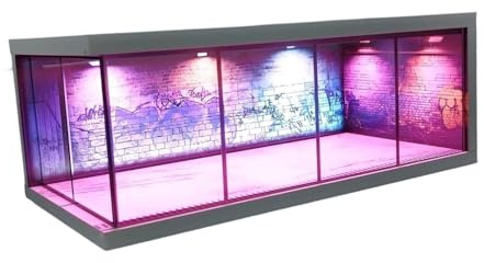 HGZLQKD Diorama 1/64 Scenery Diorama Parking Lot,Simulation Diecast Model Car Display Case, Toy Car Display Storage Garage with Ambient Lighting for Collectors Gifts, A