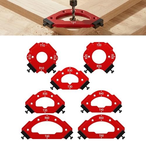 Radius Jig Router Templates Corner: 7Pcs Aluminum Alloy Corner Radius Guide with Removable Clip 18 Shapes Arc Cutting Auxiliary Tool for Woodworking Routing R10 R20 R30 R35 R40 R50 R60