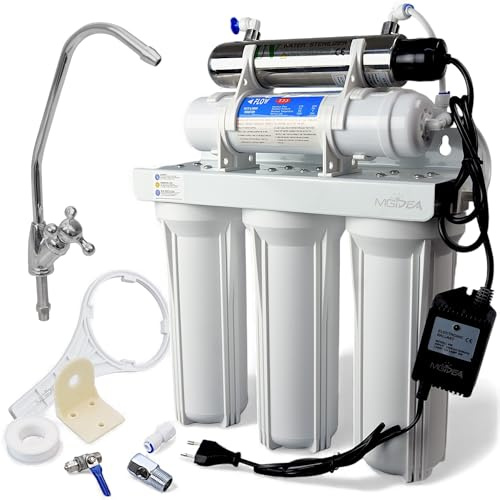 FILTRO DEPURATORE ACQUA SOTTO LAVELLO SPILLATORE SISTEMA FILTRAZIONE 6 STADI LAMPADA UV-C, CARTUCCIA CARBONI ATTIVI POST FILTRO RUBINETTO UNIVERSALE SPILLATURA DEDICATA 10 254MM CASA LAVABO CUCINA