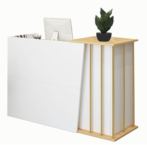 GDBTDL Empfangstheke Rezeption Schreibtisch mit Stauraum, Modernes Bürotheke Rezeptionstresen für Hotel, Salon, Laden, Kompakter Empfangstisch mit Ablageflächen und Kassentheke