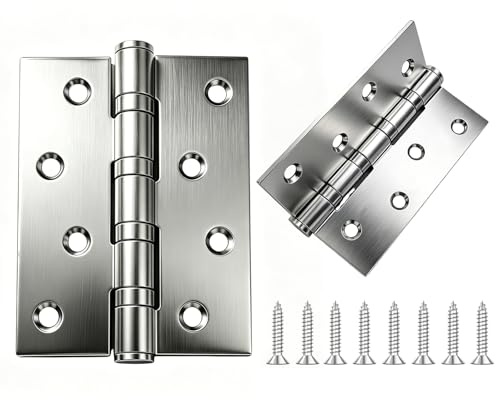HAISHANG 2 Pièces 100x75mm Charniere Porte Placard pour Meubles avec Vis | Charnière Inox A2 V2A 304 Acier Inoxydable Paumelles Charnière Connecteurs pour Piano Meubles Armoire Porte Tiroir