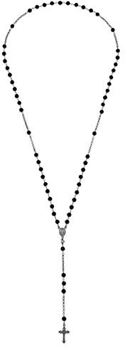 GREGORIO Herren Rosenkranz Halskette 925 Silber mit Lavasteinen #MS014CL, Stein Sterling Silber, Kein Edelstein