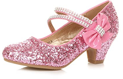 AJVANI Girls Kids Childrens Low Heel Party Wedding Mary Jane Style Hook & Loop Sandals School Shoes Size.