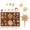 com-four® 69-teiliges Set Strohsterne, Christbaumschmuck aus Stroh, Weihnachtsbaumschmuck mit Christbaumspitze aus Stroh
