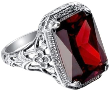 LRGKMCWTOB Eleganter, riesiger natürlicher 3,5 Karat Tansanit 925 Silber Rubin Ring für Damen, Ehering, Verlobungsring, Größe 6–10