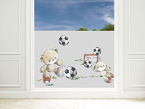 GRAZDesign Sichtschutzfolie Kinderzimmer Fussballer, Fensterfolie Blickdicht 57cm - 110x57cm