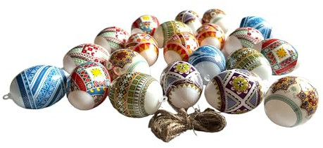 21 Ostereier Osnamente Silber Faden- Eier Werden mit unsere Folie bezogen. Plastik Ostereier zum aufhängen WETTERFEST.