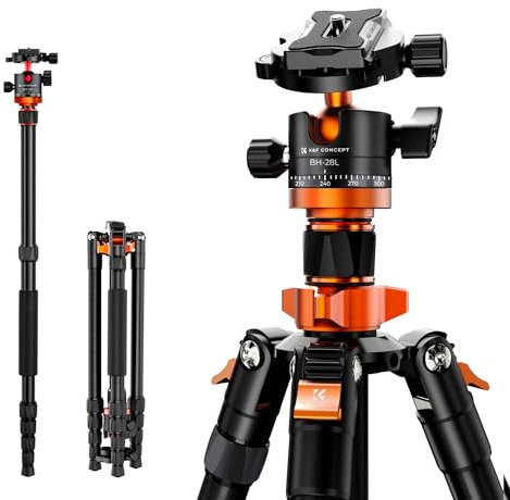 K&F Concept 67 inch Compact Camera Tripod, Lightweight Portable Aluminum Monopod Stand with Ball Head Quick Release Plate for Canon Nikon Sony DSLR Camera