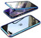 MOSSTAR Hülle für iPhone SE 2022/iPhone SE 2020/iPhone 8 4.7'', Magnetische Handyhülle 360 Grad Full Body Vorne hinten Gehärtetes Glas Schutzhülle Einteiliges Ultra Dünn Flip Transparente Cover,Blau