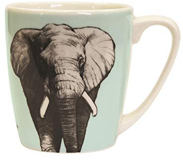 Churchill The Kingdom Animal Mug - Modern Printed Coloured Tea Coffee Cups - 300ml - Elephant