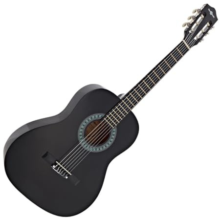 3/4 Classical Guitar, Black, by Gear4music | Ideal 3/4 Scale for Younger Players, Warm Nylon String Tone to Spark Creativity, Great for Learning and Improving