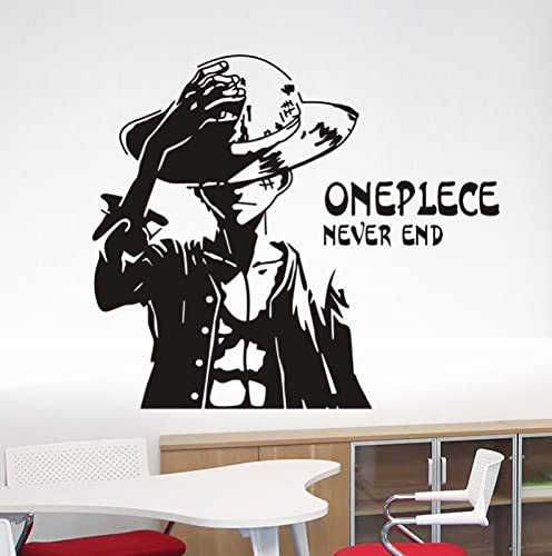 Wandtattoo manga wandaufkleber, wandsticker aufkleber,Anime One Piece Schwarz-Weiß Manga Hintergrund Jungen Schlafsaal Schlafzimmer Schwarz-50 * 80cm
