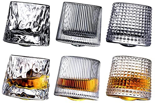 ZHDOKA Lot de 2 verres à whisky en cristal - 164,4 g - Créatifs - Rotatifs - Pour la maison, la bière, le vin, le bar