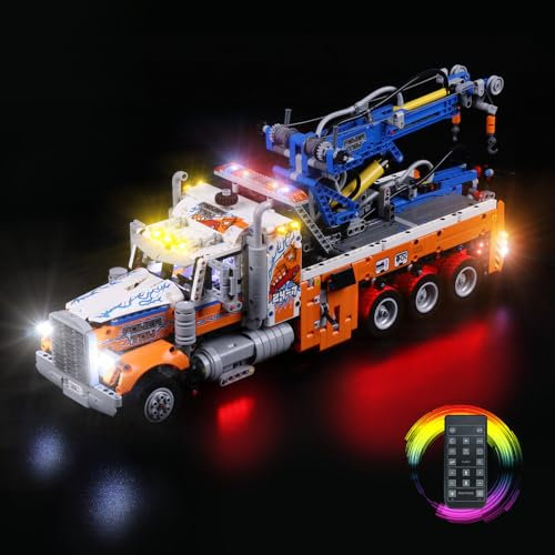 cooldac Led Licht Kit Kompatibel mit Lego Technic Schwerlast-Abschleppwagen, Fernbedienung Led Licht Set Kompatibel mit Lego 42128 Technic Heavy-Duty Tow Truck Modellbauset(nur Lichter,Keine Modelle)