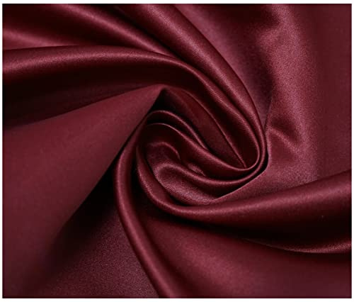 Matte Duchess Bridal Satin Polyester Fabric for Dressmaking Wedding Crafts Quilting Sewing 150cm Wide (5 Metre (500 x 150cm), Ruby)
