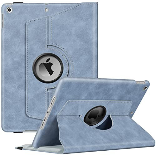 FINTIE Coque Compatible avec iPad 10.2 Pouces 9ème/8ème/7ème Génération (2021/2020/2019), Housse Rotative à 360 Degrés Etui avec Fonction de Rangement de Stylet, Bleu Vintage