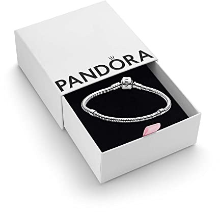 PANDORA Moments Women's Sterling Silver Iconic Snake Chain Bracelet for Charms, Size 21, With Gift Box