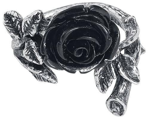 Alchemy Gothic Wild Black Rose Ring Frauen Ring silberfarben XXS-XS Hartzinn Gothic