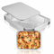 Contenedores de papel de aluminio con tapas, bandejas desechables medianas para hornear, platos de aluminio resistentes, ideales para asar, cocinar, barbacoa, bufés y fiestas (150 mmx119 mm)