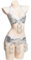 JRUIA Bauch Karneval Tanz Kostüm Für Damen Professioneller Bauchtanz BH Und Gürtel Set Mit Perlenquaste Faschingskostüm Anzug 2Tlg,Silber,one Size