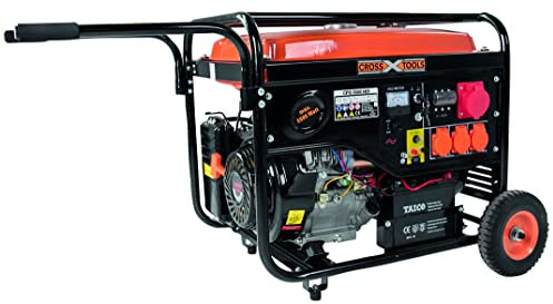 CROSS TOOLS Benzin Stromerzeuger - Generator (3.600 W max. Leistung, 2x 230 V; 1x 400 V Steckdosen, 25 l Tank, Ölmangelsicherung, E-Starter und Seilzugstarter, inkl. Batterie) CPG 5500 NEV, 68033