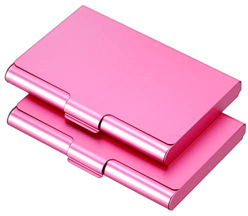 PATIKIL 2Stk.Visitenkartenetui, Aluminium-Metall-Kartenetui, professionelles Pocket-Kartenetui für Visitenkarte, Kreditkarte, Pink