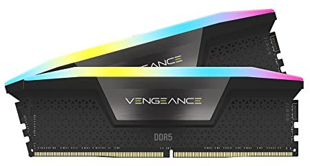 CORSAIR VENGEANCE RGB DDR5 RAM 32GB (2x16GB) 7000MHz CL34 Intel XMP Compatibile iCUE Memoria per Computer - Nero (CMH32GX5M2X7000C34)
