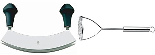 WMF Kräutermesser Wiegemesser zweischneidig 17,5 cm, geschmiedeter Spezialklingenstahl & Profi Plus Kartoffelstampfer 28,5 cm, Cromargan Edelstahl teilmattiert, spülmaschinengeeignet