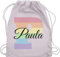 Turnbeutel Rucksack - Initialen - One Love Liebe Rainbow Regenbogen LGBTQ Gay Pride Regenbogenfarben LGBT mit Namen - Unisize - Pastell Rosa - namens geschenke turnsäckchen kindergarten sportbeutel