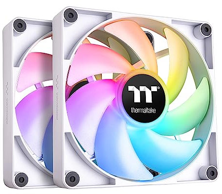 Thermaltake CT120 ARGB Sync PC Cooling Fan White (2-Fan Pack), 5V Motherboard Sync, 16.8 Million Colors 9 Addressable LEDs, 120 mm Hydraulic Bearing Case/Radiator Fan, CL-F153-PL12SW-A
