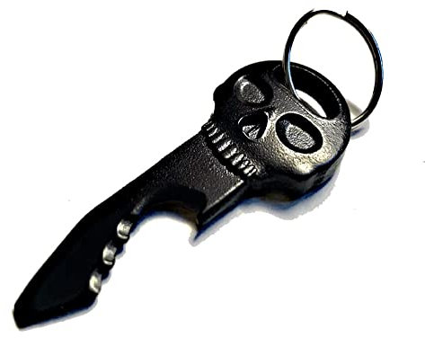 DMW Keychain Bottle Opener, Black Skull Beer Openers for Father, Huband and Boyfriend (Metal)