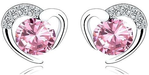 Ohrstecker Silber 925 Klein Ohrringe für Damen | Sterling Silber Herz Ohrstecker Set mit Zirkonia für Mädchen Geschenke