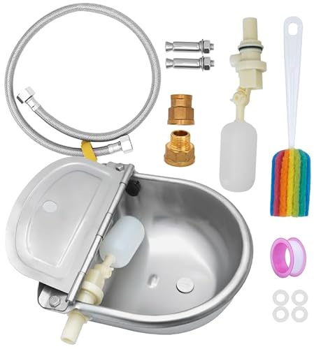 MUALROUS 9 in 1 Gamelle d'eau Automatique avec Valve Flottante, Distributeur d'eau pour Chien, Abreuvoir avec Tuyau pour Bétail, Poules, Chevaux, Bovins, Porcs, Chèvres, Vaches
