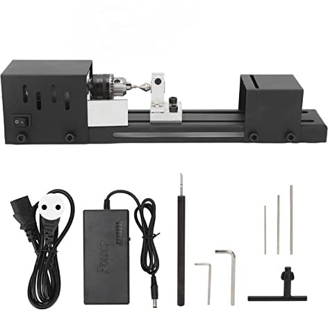 Fyearfly Mini-Drehmaschine, Elektrischer Perlenpolierer, Mini-Drehmaschinen-Kit, Multifunktionspolierer/Fräser/Spannfutter, Perlenpoliermaschine 110–240 V, Für Heimwerker-Holzbearbeitung(EU)