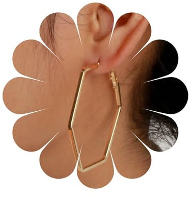 Inateannal Boho Geometrische Sechseck-Ohrringe Gold Hohle Reif-Ohrringe Große Geometrische Tropfen-Ohrringe Übertriebene Polygon-Ohrringe Schmuck Für Frauen Und Mädchen