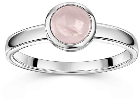 Materia Rosenquarz Stein Ring Silber 925 für Damen SR-166-56