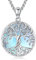 Friggem Femmes Colliers en Argent Sterling 925 Pendentif Arbre de Vie vec Pierre de Lune, Cadeaux de Bijoux D'anniversaire de Noël pour Femmes Filles (H-Collier arbre de vie)