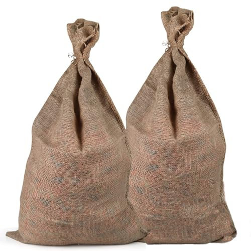 2 Pcs Jutesäcke groß, Jute Pflanzenschutzsack, Kartoffelsack, Winterabdeckung für Pflanzen, Belastbar bis 70kg, mit Kordelzug