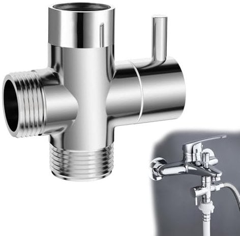 WUBAYI Shower Diverter Valve, G1/2 Brass Shower Splitter Shower Valve with Rubber,3-Way Diverter Valve Replacement Showering Components for Shower System Chrome