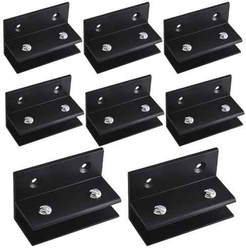 8er Pack Glasklemmen, F Form Glas Regal Halterung, Glashalter Glasregal für 8-10mm dickes Glas, Holz [Schwarz]