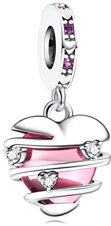 Rimgoris 925 Sterling Silber Charme für Frauen Armbänder Halskette verflochtenes rotes Herz baumeln Charme Geschenk