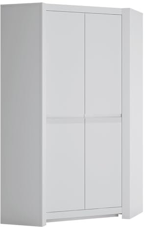 Lomadox Eckkleiderschrank Kleiderschrank Drehtürenschrank 2 Türen 2-türig weiß modern 103x198,6x103 cm