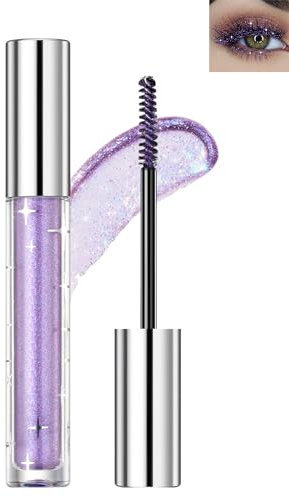 Glitzer Wimperntusche Lila, Wasserfest Long Lasting Diamond Colourful Mascara, Smudge-Proof No Clumping, Metallic Sparkling Lash Mascara Makeup for Women Party Stage Wedding-03#