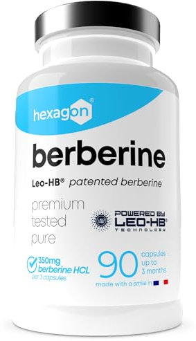 BERBERINE - LEO-HB® Brevetée - Jusqu’à 3 Mois de Cure - Fabriqué en France - Disponibilité 4x Supérieure - Berbérine HCL du Berberis Aristata - Support Métabolique - 90 Capsules Végétales - Hexagon