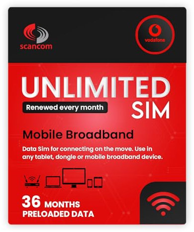 Vodafone 5G Unlimited Preloaded Data SIM. Perfect for unlocked Phones, Routers, Tablets, and Wifi Dongles - Activate anytime when you receive the SIM - Choose your Data Duration (36 Months)