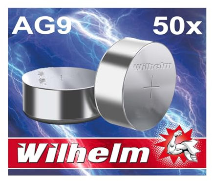 50 x AG9 Wilhelm LR936 LR45 394 1,5V Batterie Knopfzelle Knopfbatterie Alkaline 9,4 x 3,5mm