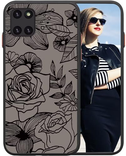 POUHYE Handyhülle für Samsung Galaxy A81 / M60S / Note 10 Lite Hülle, Weiche Silikon Stoßfeste Schutzhülle Case, Matte durchsichtige Rückseite Volle Kamera Schutzabdeckung 3D Rose Muster Print Design